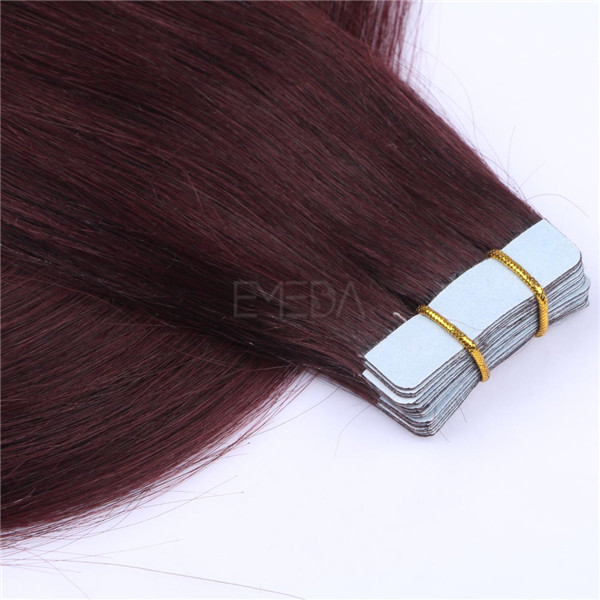 Wholesale High Grade Hair Vendor In China Red 99J Tape In Hair Extension YL197 